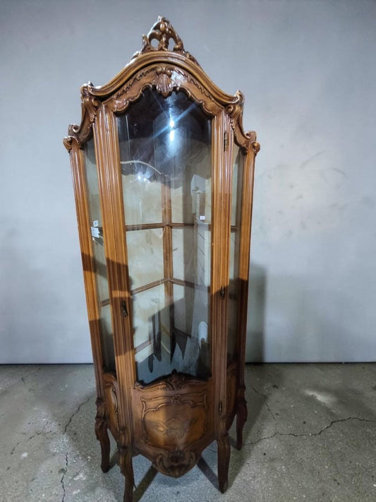 Vintage French Provincial / Rococo Style Corner Curio Cabinet