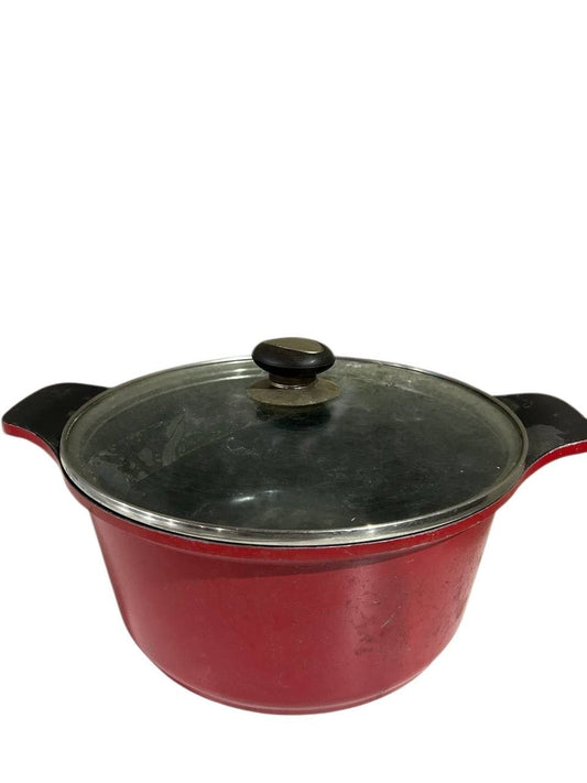 Red Non-Stick Dutch Oven / Stock Pot with Tempered Glass Lid